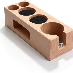 Tamper Station, hout, 58 mm, voor portafilter, in hoogte verstelbaar espresso tampingstation, barista tamperhouder met 5 vakken, koffie-accessoires voor espressomachine, home barista & café