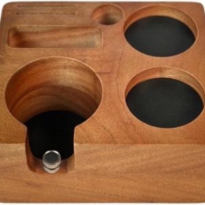 Tamperstation van walnoothout 58 mm, multifunctioneel tampingstation met opbergvakken, accessoires voor espressomachines en zeefdragermanden