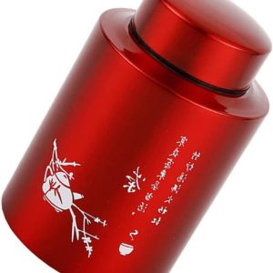 Thee Bewaarbus - Theeblik Luchtdicht - Keuken Opbergen - Roestvrij Staal - 19x13cm - Rood