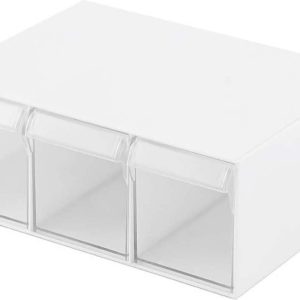 Theebox met 3 laden - ladeorganizer voor keuken en kantoor - opbergdoos voor theezakjes, koffiepads, suiker etc. met lijm voor onder bureau Theedoos