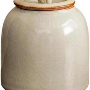 Theebus Keramiek - Bewaarbus Deksel - Thee Aroma Behoud - Luchtdichte Sluiting - One Size - Beige