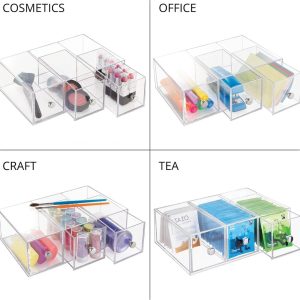 Theedoos - ladekastje/opbergbox/organizer - voor de keuken - voor verschillende soorten theezakjes, koffiepads, zoetjes en meer - handig/stevig - doorzichtig