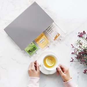 Theedoos - ladekastje/opbergbox/organizer - voor de keuken - voor verschillende soorten theezakjes, koffiepads, zoetjes en meer - handig/stevig - grijs/doorzichtig