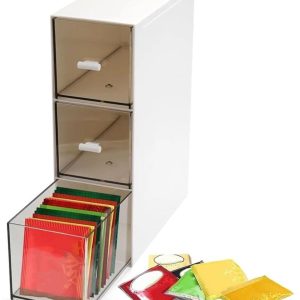 Theedoos met 3 Laden Opbergdoos voor Theezakjes Stapelbaar Theedoos Verticaal of Horizontaal Doorzichtig Theezakjes Theedoos Organizer voor Theezakjes, Koffiepads, Zoetstoffen, Suiker | voor t