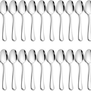 Theelepels, 24 stuks, 13,5 cm, roestvrijstalen koffielepels, espressolepelset, dessertlepel, kleine lepel voor thuis, restaurant, café, spiegelgepolijst en vaatwasmachinebestendig, ronde