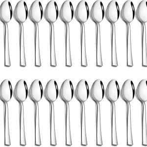 Theelepels, 24 stuks, 13,5 cm, roestvrijstalen koffielepels, espressolepelset, dessertlepel, kleine lepel voor thuis, restaurant, café, spiegelgepolijst en vaatwasmachinebestendig - vierkante