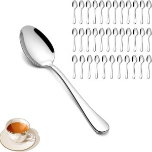 Theelepels, 36 stuks, 13,5 cm, roestvrijstalen koffielepels, espressolepelset, dessertlepel, kleine lepel voor thuis, restaurant, café, spiegelgepolijst en vaatwasmachinebestendig, ronde