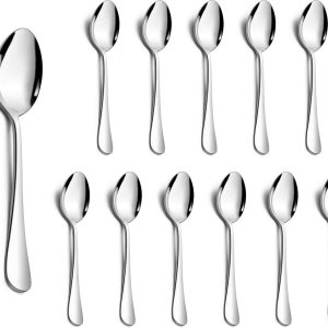 Theelepels, set van 12, roestvrijstalen koffielepels, espressolepels, kleine lepel, dessertlepel voor café, thuis, restaurant, vaatwasmachinebestendig en hoogglans gepolijst, 14 cm