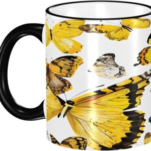 Theemok Vlinder - Koffiecup Porselein - Dagelijks Gebruik - Handgetrokken Ontwerp - 330 ml - Meerdere Kleuren