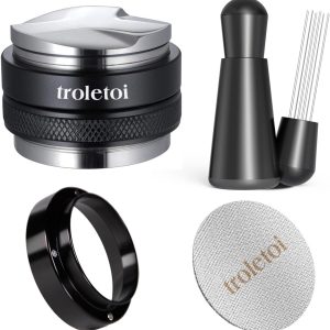Thijox - 54 mm Espresso Accessoire Set, 2-in-1 Tamper en Koffieverdeler, WDT Tool, Doseertrechter en Puck Screen voor Sage Espressomachines en Portafi