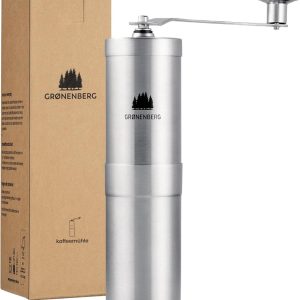 Thijox - Handkoffiemolen van RVS met Keramisch Maalwerk - Traploze Maalgraad Instelling - Handmatige Koffiemolen voor Espresso - Ideaal voor Thuis, Ca