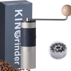 Thijox - Handmatige Koffiemolen KINGrinder K2 - RVS Maalschijf, Rechte Handgreep, Perfect voor Espresso en Pour-Over, Zilver, Keukenaccessoire
