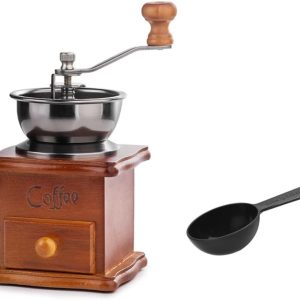 Thijox - Handmatige Koffiemolen - Mini Vintage Koffiemolen met Handkurbel - Ideaal voor Thuis en Kantoor - Espresso Molen van Massief Hout - Perfect v