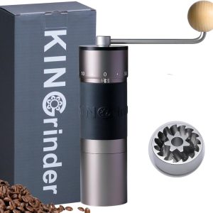 Thijox - Koffiemolen KINGrinder K6 Grijs RVS Maalschijf | Instelbare Maalgraad voor Espresso en Pour-Over | Handmatige Koffiemolen