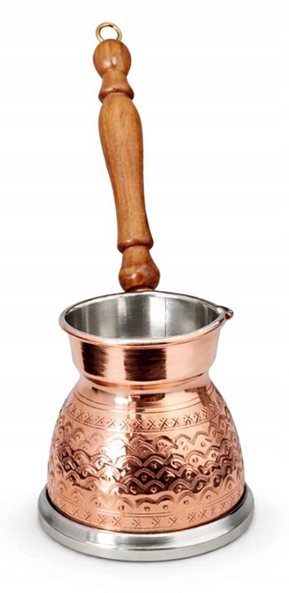 Turkse Koperen Koffiepot (Cezve) - Handgemaakt, 250ml, Inductie Geschikt