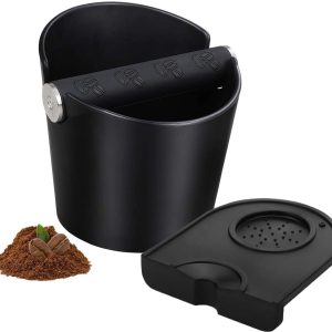 Uitklopbak Rond Knockbox Afklopbak voor Espressomachine - Barista Koffie Accessoires - Met Uitneembare Metalen Stang & Tampermat - Compact, Antislip & Geluidsdempend - BPA-vrij