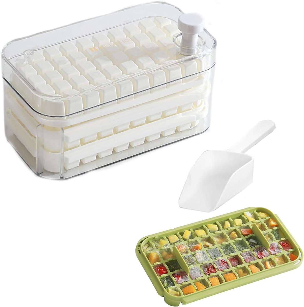 VHV - IJsblokjesvorm - PP-kunststof grappige novelty-vorm 50 stuks - met deksel - voor whisky, cocktails, ijskoffie en feestjes