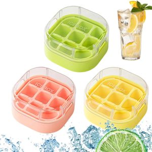 VHV - IJsblokjesvorm - PVC-coating katvorm 9 vakken - met deksel, makkelijk lossen, morsvrij vullen - voor whisky, cocktails, ijskoffie en feestjes