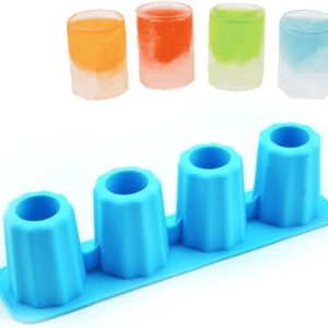 VHV - IJsblokjesvorm - siliconen shotglasvorm 4 cup-compartimenten - 4 cup - voor whisky, cocktails, ijskoffie en feestjes