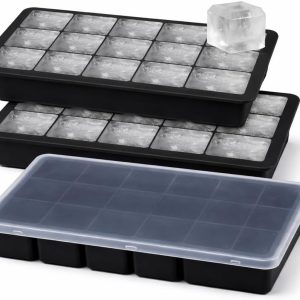 VHV - IJsblokjesvorm - siliconen vierkante vorm 3 stuks - met deksel, makkelijk lossen, stapelbaar - voor whisky, cocktails, ijskoffie en feestjes