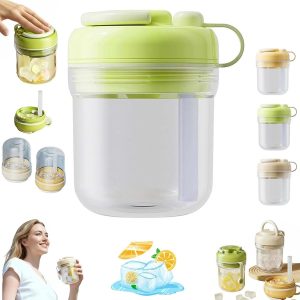 VHV-Ice Cube Maker Waterfles en Koffiebeker - 2-in-1 Draagbare Ijsblokjesmaker - Lekvrije Beker voor IJskoffie en Drinken - 360° Afdichting - Hygiënisch Design - Groen