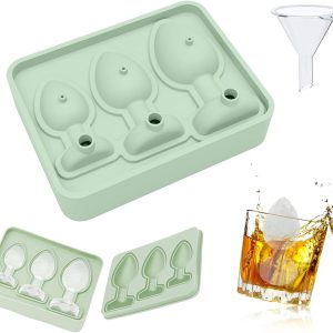 VHV-Siliconen Ijsblokjesvorm met Deksel - Grappige Ijsblokjesmaker voor Unieke Ijsblokjes - Siliconen IJscubevorm voor Cocktails, Bier en Ijskoffie - Stapelbaar en BPA-Vrij - Groen