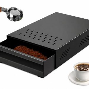 VHV - Uitklopbak - Afklopbak - Uitklopbak lade - Espresso accessoires - Koolstofstaal - Antislip - Voor koffiemachine en barista - 35CM - Zwart