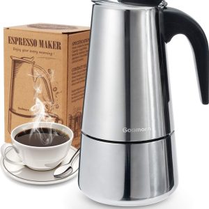 VONATES Percolators Koffie - moka pot - Espresso Maker - Koffiezetapparaat - voor 4/6/10 Kopjes Kookplaat Koffiezetapparaat - Geschikt voor Inductie Fornuizen - 450ml
