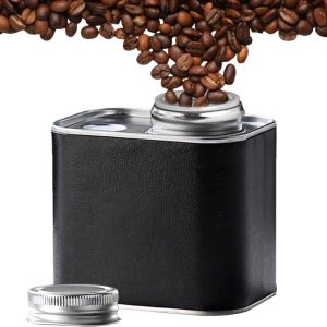 Vacuüm Koffiebus - Bewaarbus Versheid - Koffiebonen Bewaren - Eenzijdig Ontgassingsventiel - 300 ml - Zwart