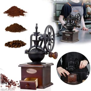 Vintage Houten Koffiemolens, Handmatige Koffiemolen, Instelbare Dikte, Met Lade-Molen.