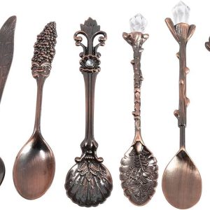 Vintage Lepel Dessert Koffie Menglepel Theelepel Ijs Lepel Fruit Vork Koninklijke Stijl Metalen Mini Gesneden Servies Fruit Lepel Keuken Eetkamer Bar Zoete Snacks