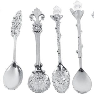 Vintage Lepel Set, Fdit Set van 6 Vintage Lepels Koninklijke Servies Lepels Metalen Mini Gesneden Fruit Lepel voor Keuken Eetkamer