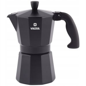 Vinzer Moka Nero Koffiezetter 3 Kopjes (120ml) - Zwart Aluminium