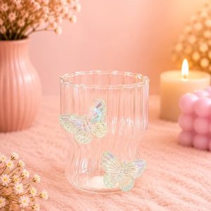 Vlinderglas (mintgroen) - 2 stuks | Glas | Water | Frisdrank | Sap | IJskoffie | Cocktail | Drinkbeker | Decoratie | Cadeau | Mintgroene Vlinders | Lief | Butterfly