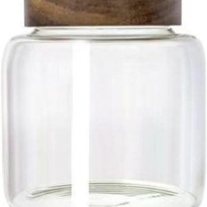 Voorraaddozen met luchtdicht houten deksel, moderne glazen container, koffiedoos, theedoos, 1500 ml / 51 oz, glazen voedselvoorraadpot voor thee, koffie, bonen, suiker, specerijen