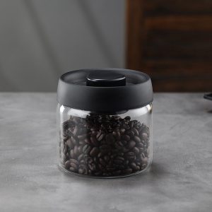 Voorraadpot Glas - Voorraadbus Luchtdicht - Koffiebus - Glazen Pot Met Deksel - Vershoudpot - Snoeppot - Opbergpot - Keuken Organizer - Pasta Pot - Koekjestrommel - Muesli Pot - Voorraadpotten - Keuken Accessoires - Zwart - 1 Stuk
