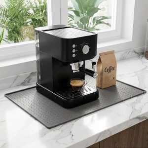 Waterdichte Siliconen Bar Mat voor Espressomachine en Koffiezetapparaat Lekvrije Schotel Droogmatten voor Aanrecht, 30x48cm, Grijs