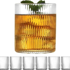 Waterglazen, set van 6, 300 ml, cocktailglazen, waterglazen, drinkglazen, vaatwasmachinebestendig, ijskoffie, drinkglas voor Iced Matcha Latte