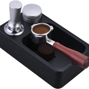 Werkblad voor espressomachine, portafilterhouder, opvangbak voor koffiegruis, opbergdoos voor espresso-accessoires - zwart