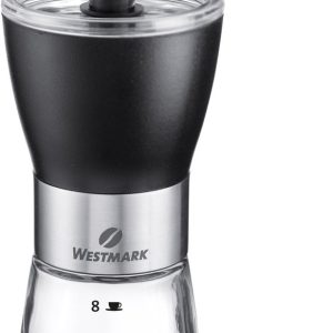 Westmark Handmatige koffiemolen met keramisch maalmechanisme, tot 8 kopjes koffie, met maataanduidingen, Brasilia Negro, lengte: 21,3 cm, roestvrij staal/keramiek, 24922260