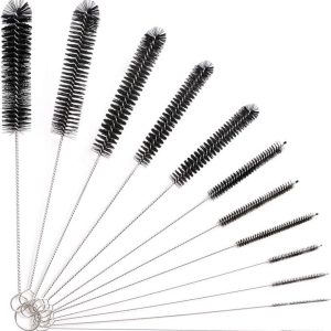 Zelora Flessenreiniger Set - 12 Nylon Borstels voor Flessen, Rietjes en Espressomachines