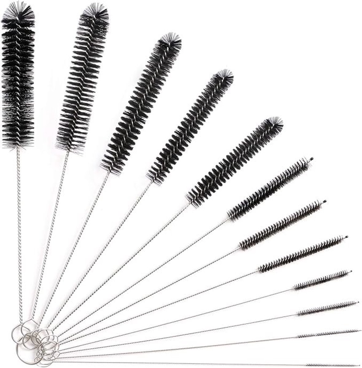 Zelora Flessenreiniger Set - 12 Nylon Borstels voor Flessen, Rietjes en Espressomachines