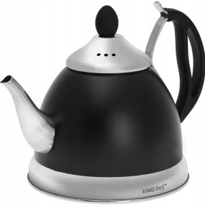 Zwarte RVS Theepot met Zeef - 1L - Geschikt voor Inductie & Gas