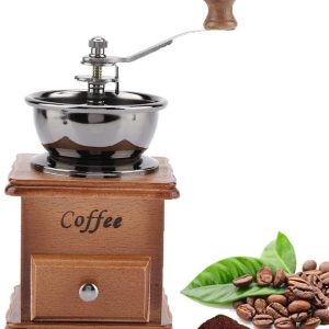 aladdien - Handmatige koffiemolen - Draagbare bonenmolen - Retro design - Houten lade - Compact en lichtgewicht - Geschikt voor thuis en kantoor