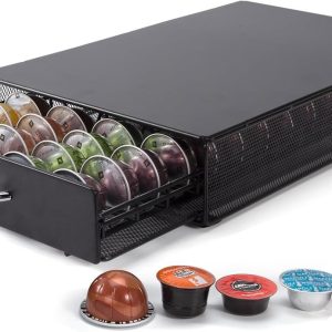 espresso capsulehouder met lade - Koffiecuphouder met lade - Opbergbox geschikt voor Nespresso Vertuo cups-Zwart