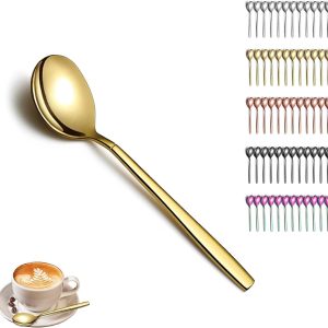 gouden theelepels set van 12, titanium verguld roestvrij staal koffielepel, kleine dessertlepel, ideaal voor thuis, restaurant, hotel, bruiloft, feest, vaatwasmachinebestendig