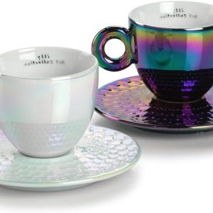 illy 25569 | 2 cappuccinokopjes Art Collection John Armleer | Set van twee kopjes + twee schoteltjes genummerd en gesigneerd