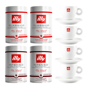 illy Cadeaupakket - 1 KG Koffiebonen + illy servies