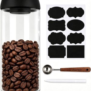 koffiedoos, 1800 ml, van borosilicaatglas, vacuümcontainer voor koffie, vacuüm voor koffiebonen, koffiepoeder, thee, suiker