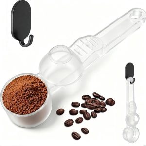 koffielepel portioneerder, doseerlepel & maatlepel met trechter, 2 TBSP voor koffiecapsules, proteïnepoeder & espresso, transparante kunststof keukenhulp, morsbescherming